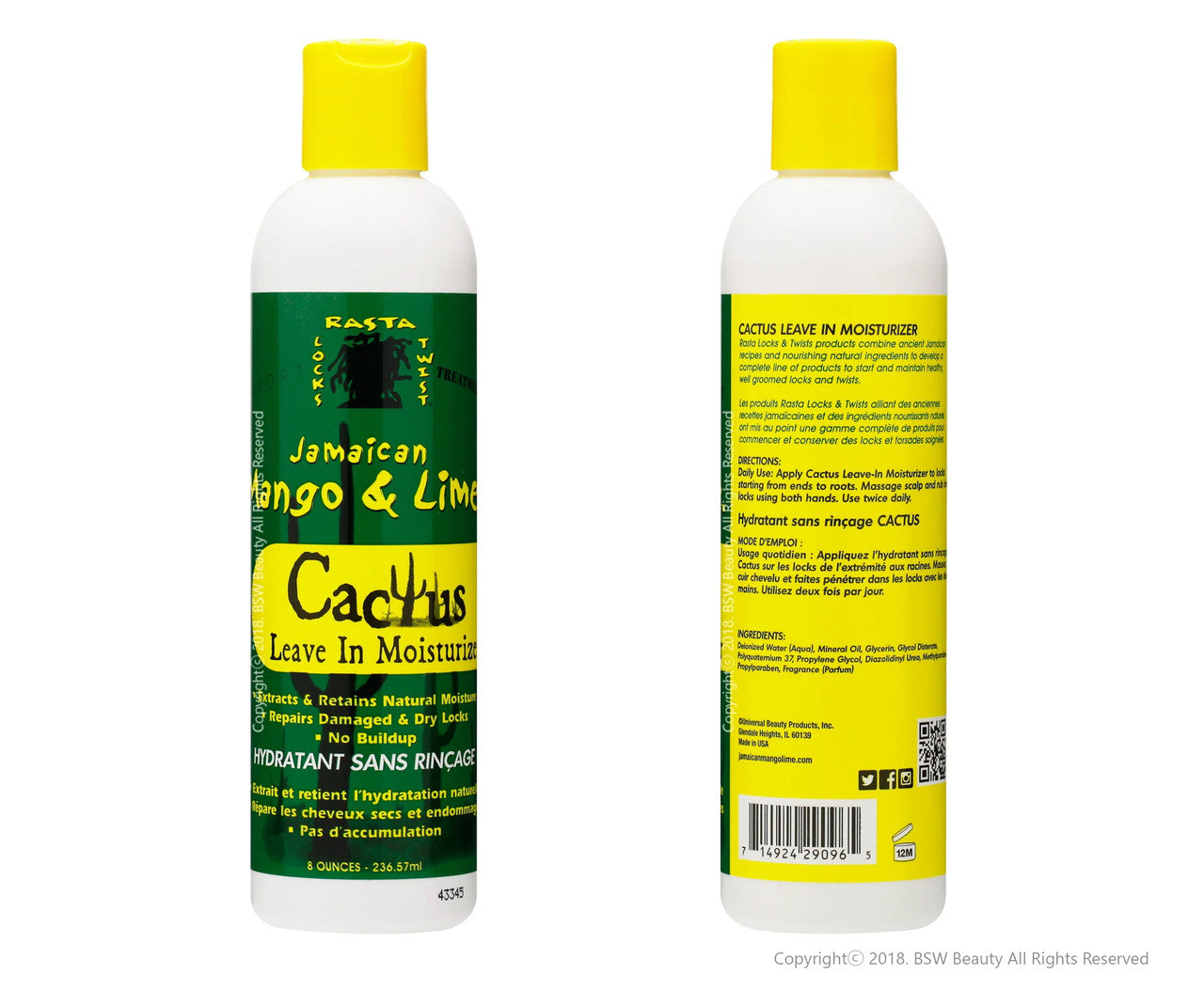 Jamaican Mango And Lime Cactus Leave-In-Moisturizer for Hair 8 oz